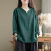 YYFS Damenmode, lässig, Frühling und Herbst, einfarbig, langärmelig, V-Ausschnitt, Blusen und Hemden