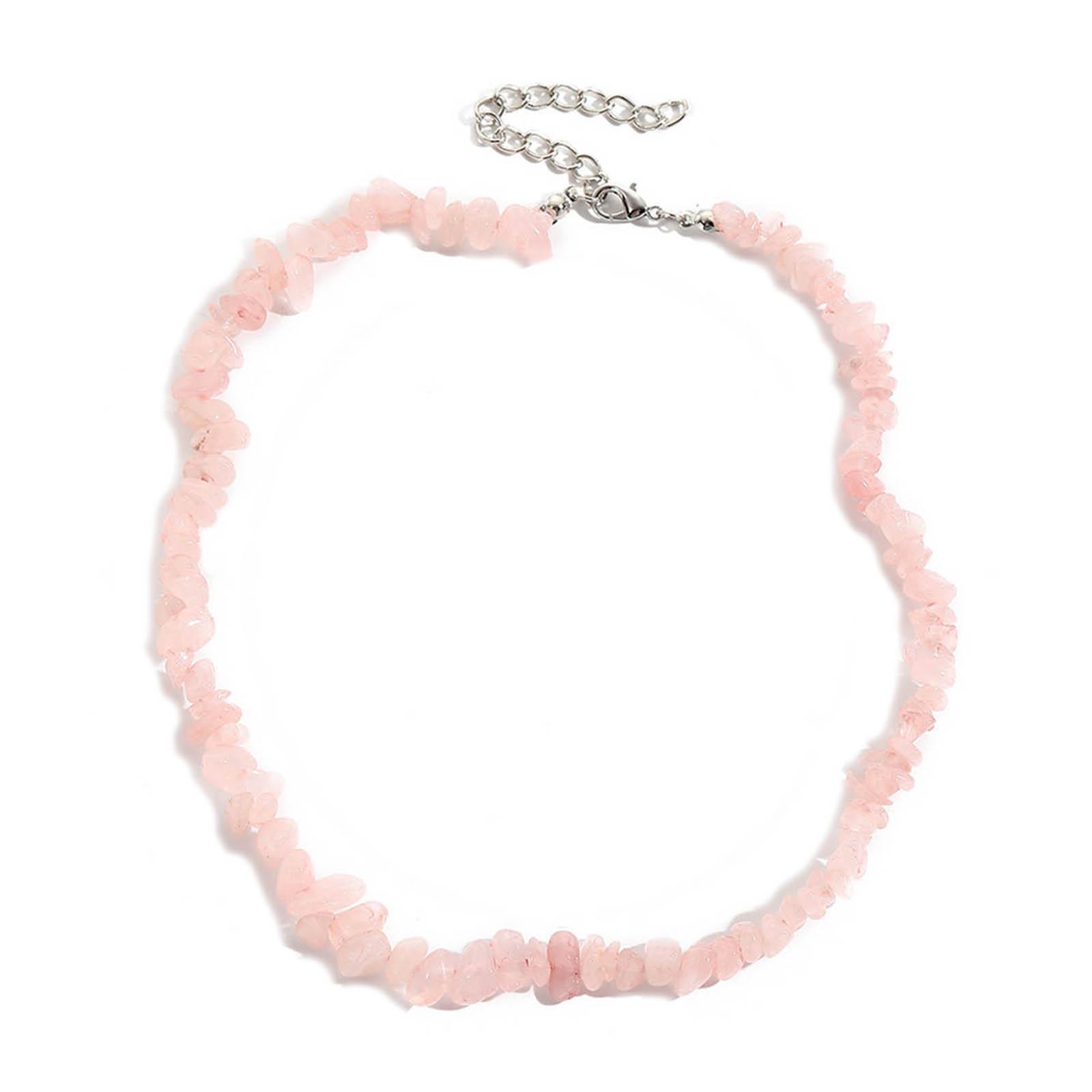

Beaded Choker Necklaces for Women Girls Handmade Y2K Colorful Gravel Beaded Necklace Natural Stone Choker Chain Holiday