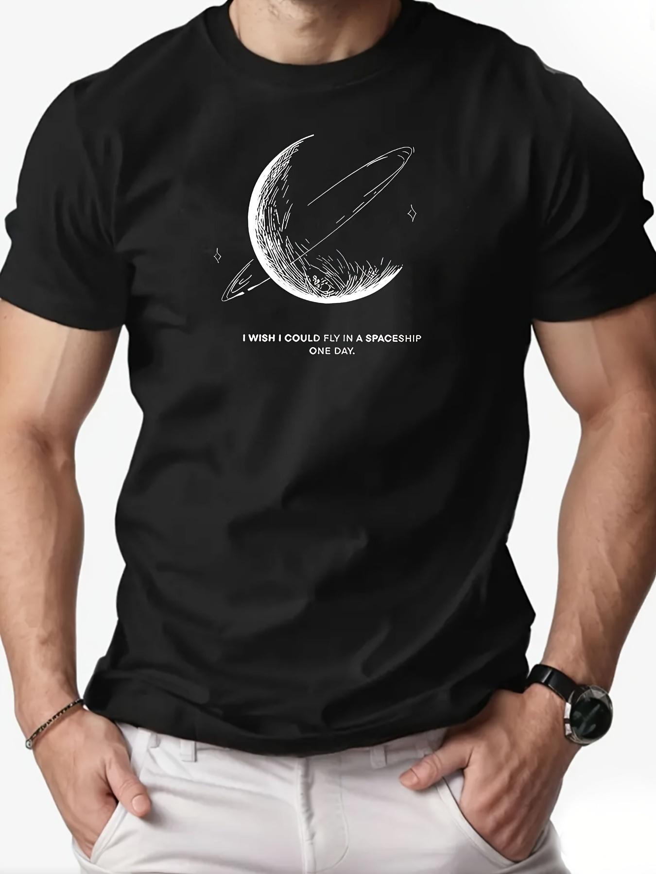 Space-Themed Graphic T-shirt -  I Wish I Could Fly in a Spaceship  Design XXXXL