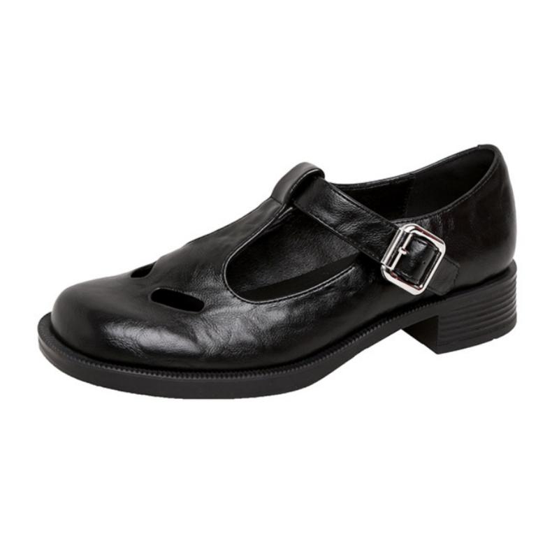 Fashion Fashion Elegant Hollow Out Thick Heel Shoes Spring Female Flat Shoes 2025 Designer Vintage College Style Mary Jane Shoes Women