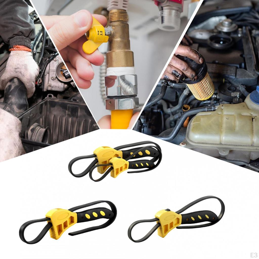 Adjustable Rubber Strap Wrench Jar Opener Accessory Portable Belt Plumbers Spanner Versatile
