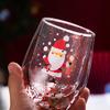 4pcs Santa Cartoon Double-Wall Insulated High Borosilicate Glass Set, Reusable Christmas Holiday Gift for Family and Friends