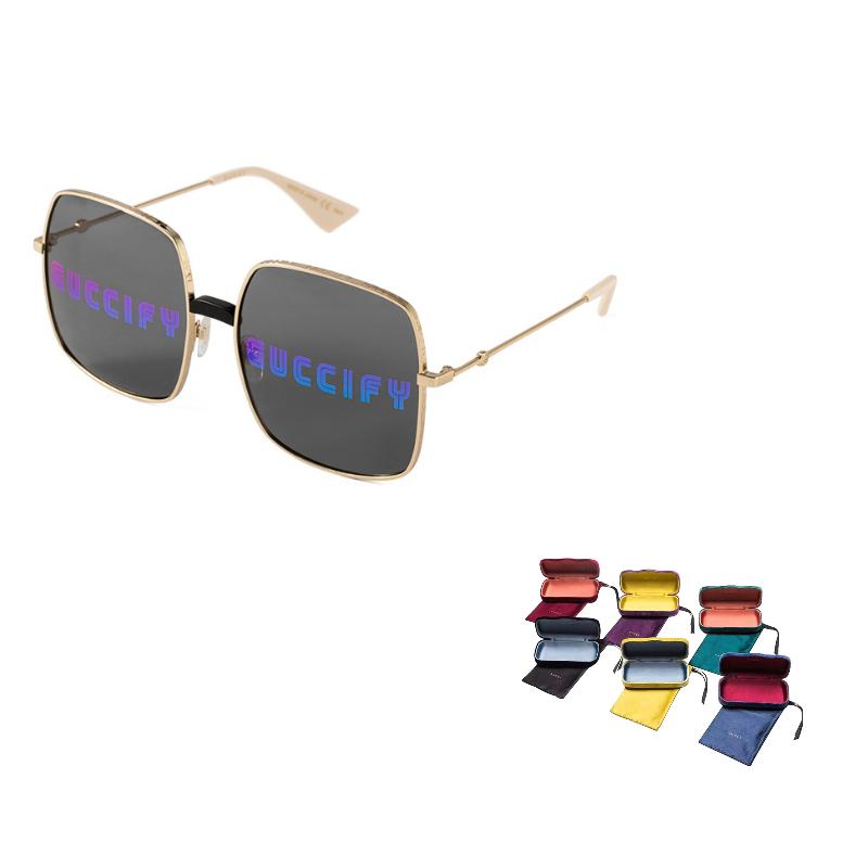 

GUCCI Metal Explosive Square Laser Letter Dark Pattern Sunglasses Black F чёрный