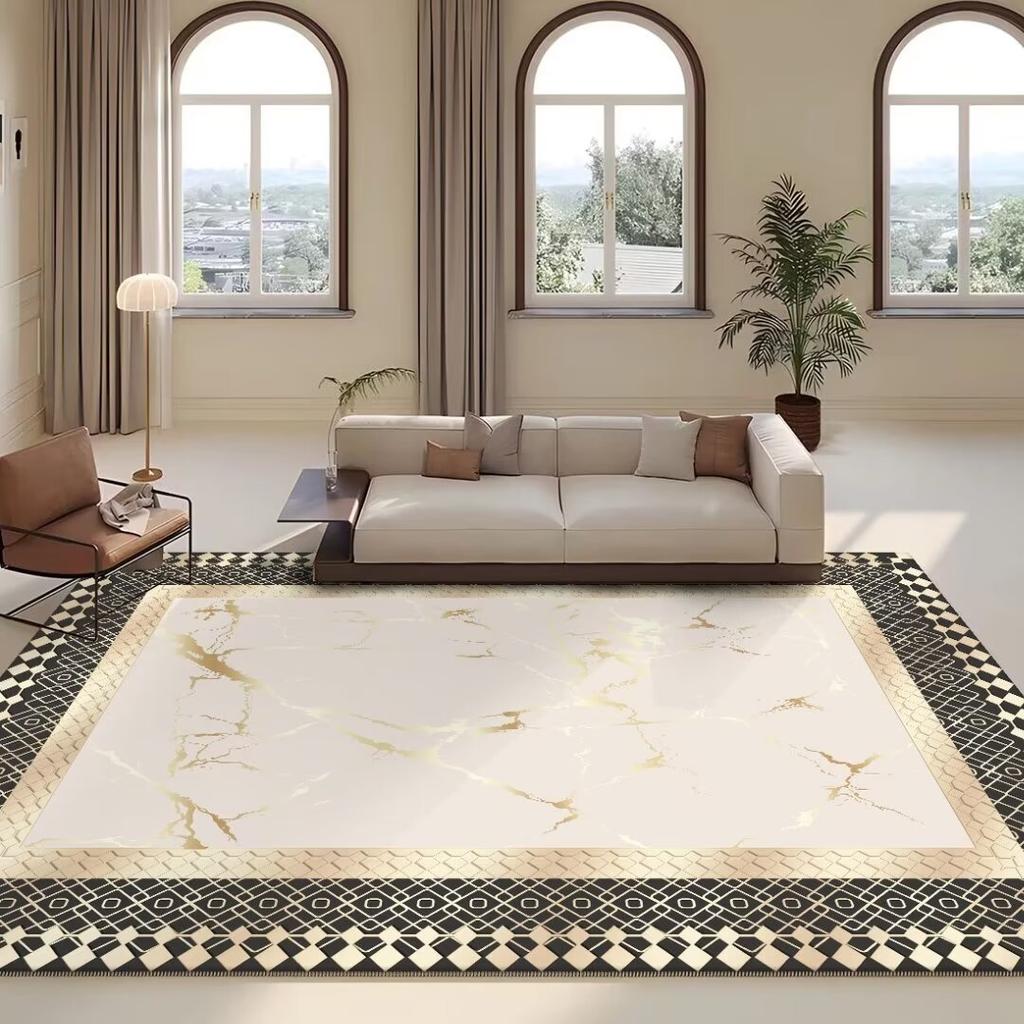 European Style Living Room Luxury Decoration Carpet Gold Sofa Chair Large Area Rug Customizable Easy To Clean Non Slip Mat