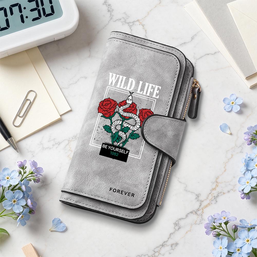 WILD LIFE Printed Long Wallet Fashion Portable Card Holder Multi Slot Purse