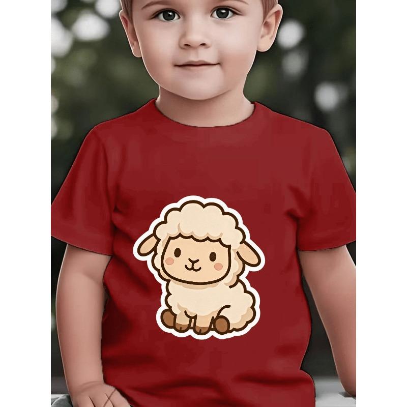 Boys' Short-Sleeve Cartoon Little Lamb Cute Print Children's Summer T-Shirt