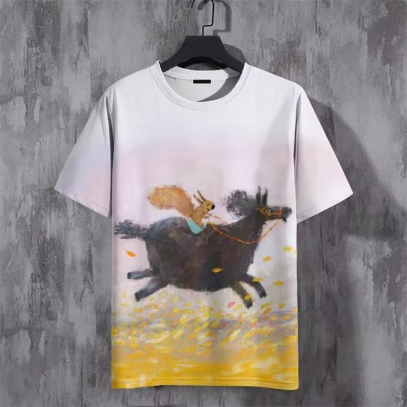 

Футболка з мультяшним тваринним візерунком для чоловіків, жаба, кіт, собака, футболки з 3D-друком, літні вільні футболки з короткими рукавами, топи з круглим вирізом, вуличний одяг 5XL