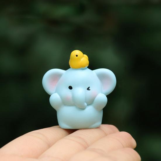 Mini Elephant Figurines Miniature Resin Fairy Garden Elephant Models Micro Moss Landscape DIY Terrarium Crafts for Dollhouse Aquarium Decor