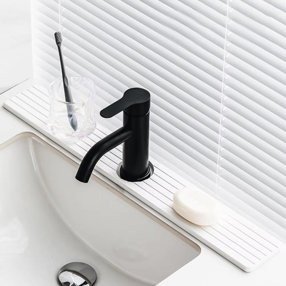 Stripes Pattern Groove Diatom Mud Faucet Absorbent Pad Anti-slip Bathroom Sink Tray  Countertop