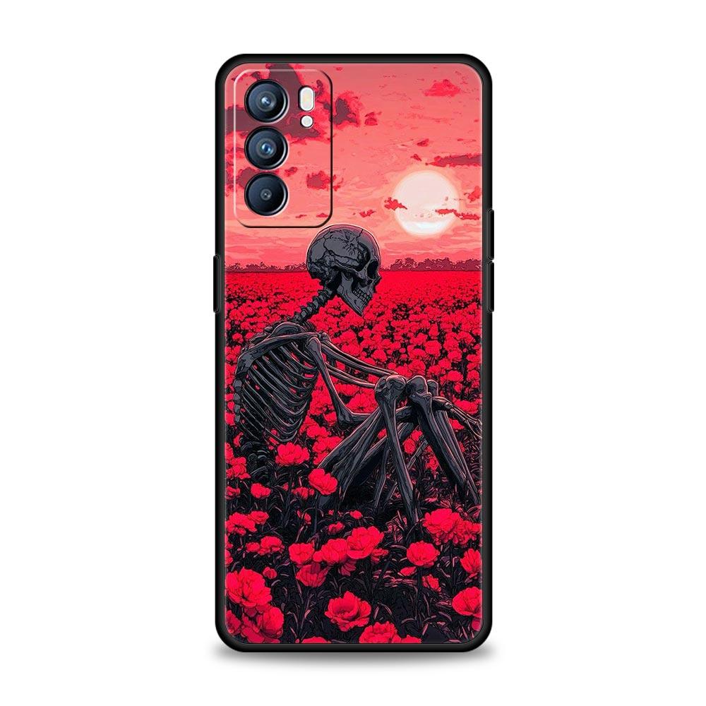 Skeleton Skull Phone Case For Oppo Reno 13 12 11 10 7 F Find X5 X6 A98 A80 A79 A78 A57 A54 A31 A17 Pro 5G Soft TPU Cover Fundas