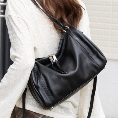 Ladies' Bag Single-shoulder Retro Boston Large Capacity Genuine Leather Large Bag