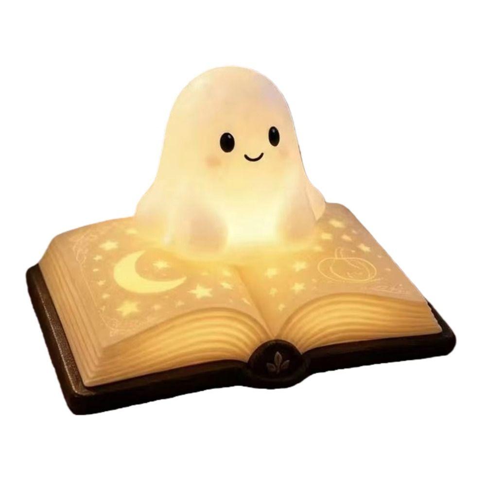 Warm Glow Resin Night Light Compact Design Desktop Ornament Ghost Night Light Holiday Gifting