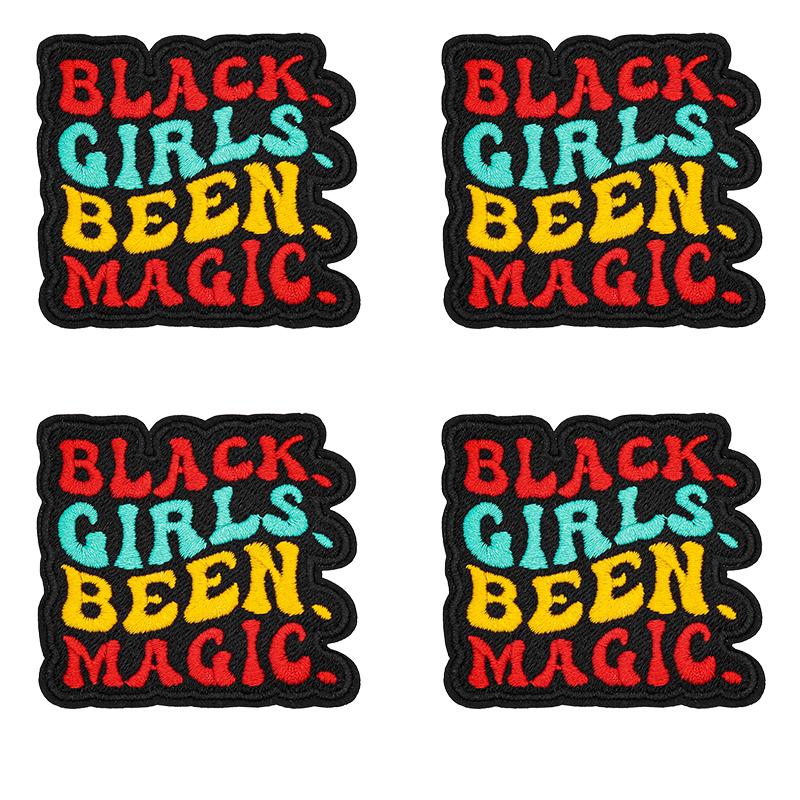 10PCS Fashion Black Girl Embroidered Patch Iron On Patches For Clothing Black Girl Magic Patches For Clothes Jackets Sewing DIY