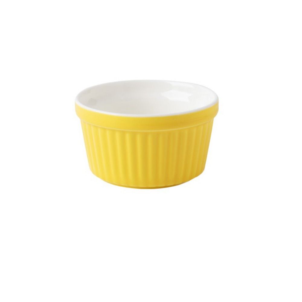 4Pcs Colorful Souffle Cups Oven Safe Fluted Porcelain Bowls Creme Brulee Dishes  Desserts