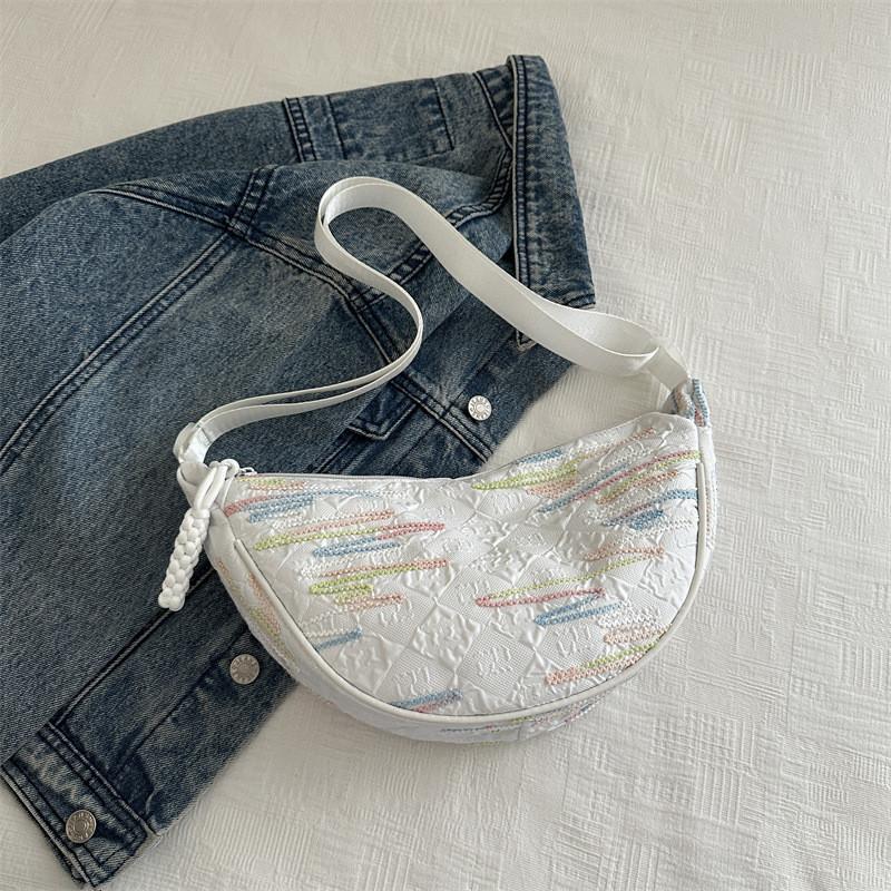 Trendy 2024 New Women s Shoulder Bag Featuring Chic Stripe Design And Durable Fabric белый