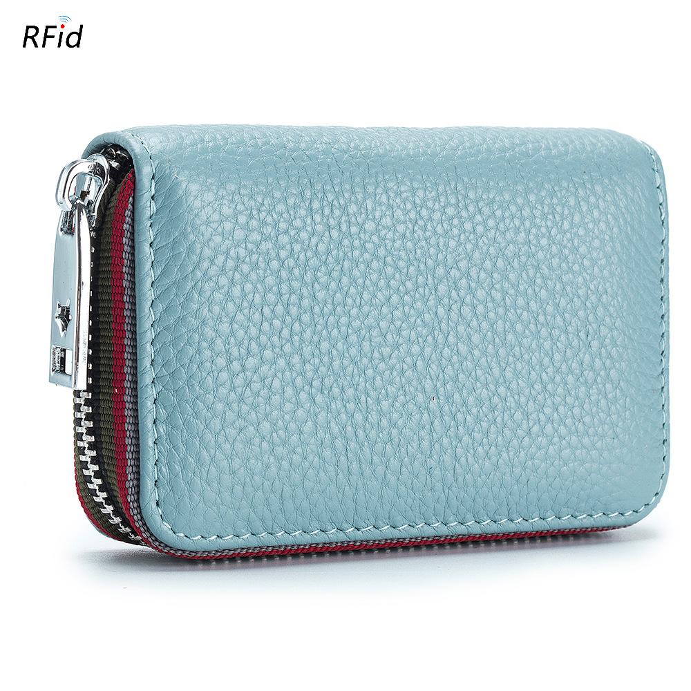Practical New Card Bag Organ RFID Women's First Layer Cowhide, Men's Card Cover Zipper Card Wallet