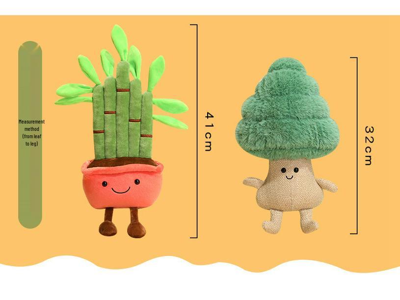 Cartoon Lucky Bamboo and Pine Tree Plush Toy - Office Desk Decoration and Gift