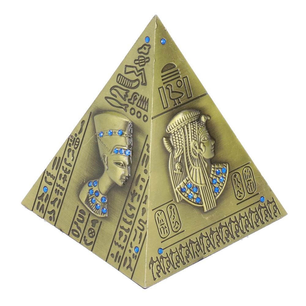 1pcs Hand Finished Pyramid Statue Metal Material Pyramid Ornament Desktop Decor