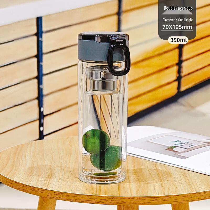 Double-Layer High Borosilicate Glass Car Cup with Handle