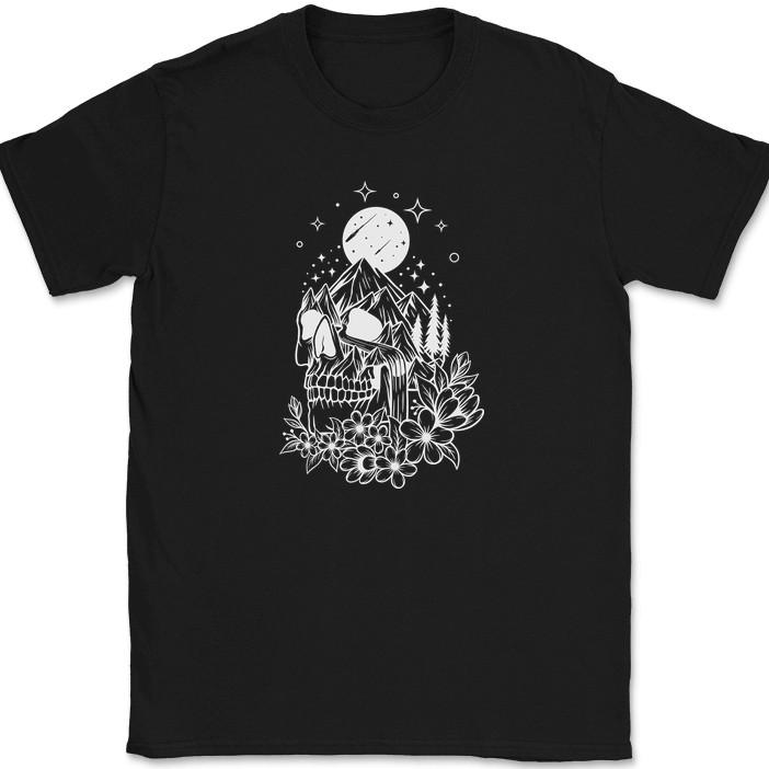 

Skull Landscape T-Shirt Nature Mountain Hiking Gift Graphic Tee 4XL