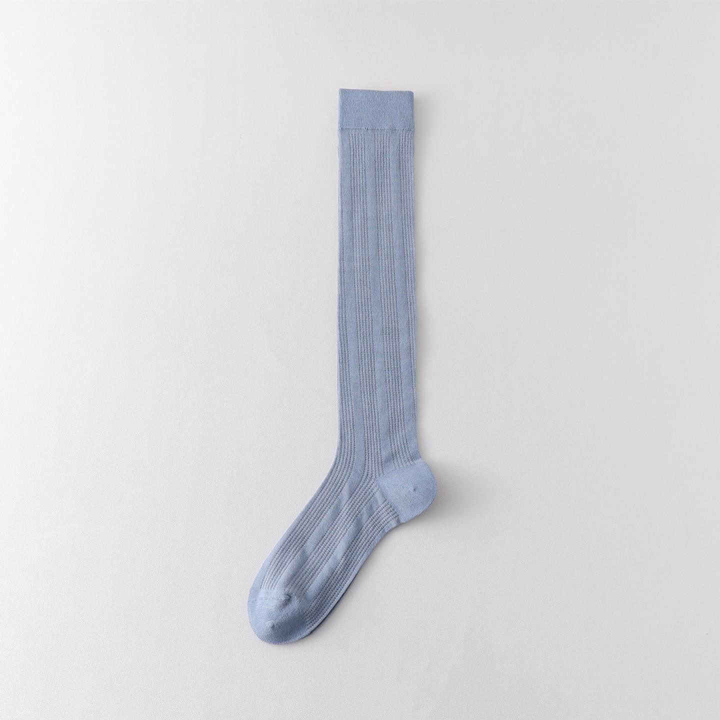 Women s Grey Calf Socks: Spring/Summer Hollow Lyocell & Silk, Thin, Breathable, Long, Ruffled, Slimming. One Size