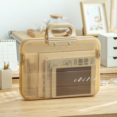 Pasta A4 com Alça de Travamento Caixa de Armazenamento de Arquivos Portátil Impermeável Material Escolar de Escritório Organizador de Documentos para Papel de Exame