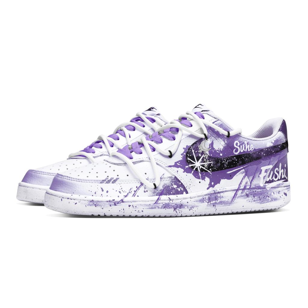 Nike Court Vision 1 Slip Resistant Abrasion Resistant Low Top Skateboard Shoes Unisex Purple DH2987-101(Team656-)