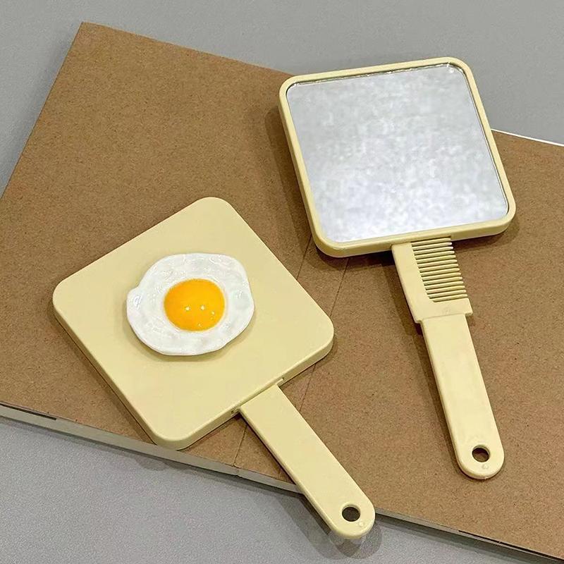 

Дзеркало з ручкою Гребінець Портативне Дзеркало з ручкою у формі яєчні-пашот Жовте Квадратне Дзеркало Дзеркало для макіяжу з гребінцем Для дівчинки Подарунок Інструмент для макіяжу onesize