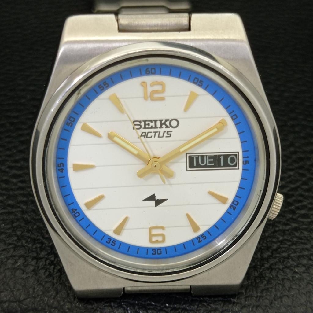 UŻYWANY ORYGINALNY VINTAGE SEIKO ACTUS AUTOMATYCZNY JAPOŃSKI MĘSKI Z BIAŁĄ TARCZĄ Zegarek a433260-2 R115-a433260