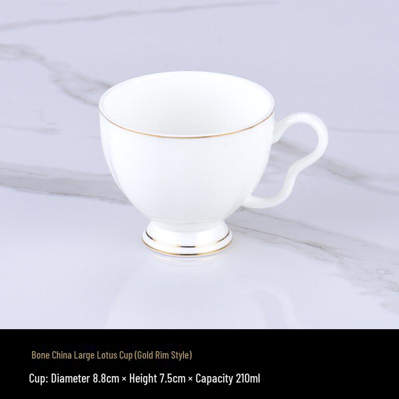 Luxurious Bone China Gold Rim Coffee Cup & Saucer Set - Pure White Ceramic English Style for Hotels and European Coffee Service