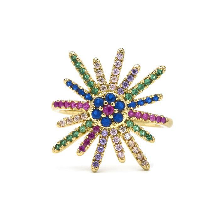 Bague - LUXENTER - Daob - Zircone multicolore - Or 18 carats - Largeur 19,4 mm