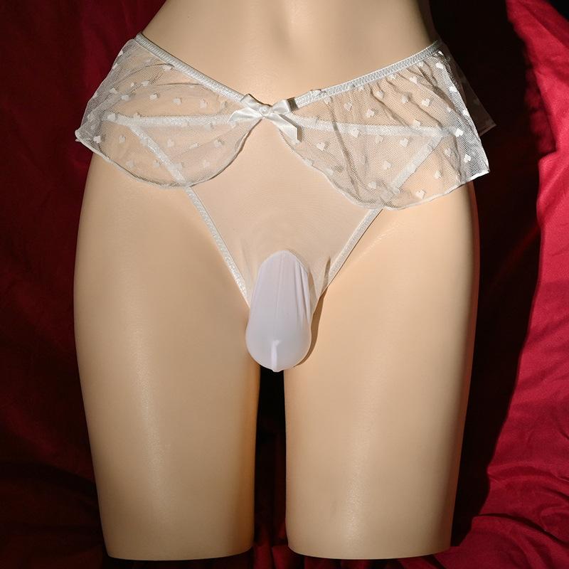 Sissy Pouch Panties Femboy Lingerie Men Sheer Girly Sexy Underwear Low Rise Mini Skirted Briefs Crossdressers Sheer Nightwear