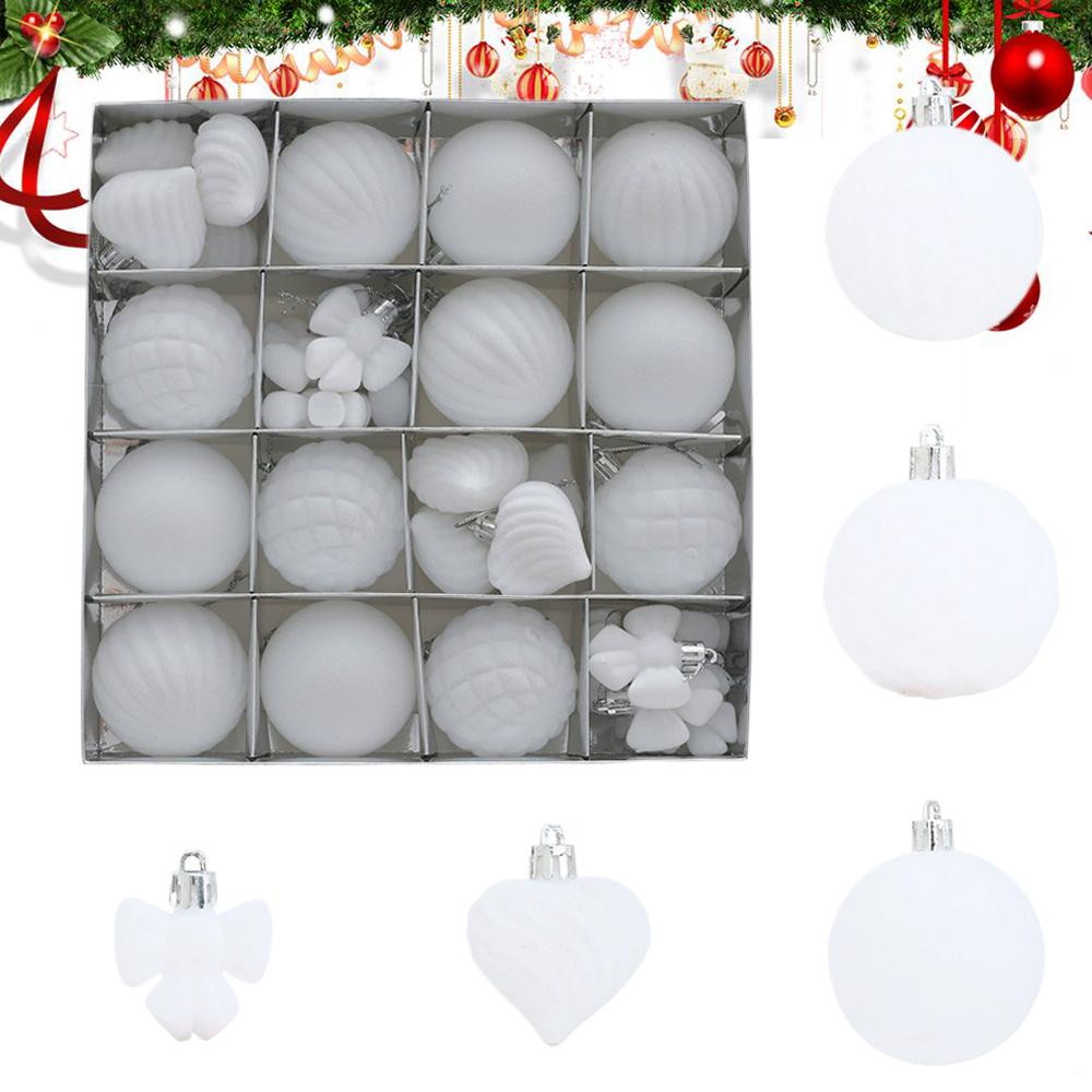 

6CM Colored Plush Christmas Ball Christmas Decorations Plastic Ball Christmas Tree Decoration Pendant 2026 New Year Gift білий