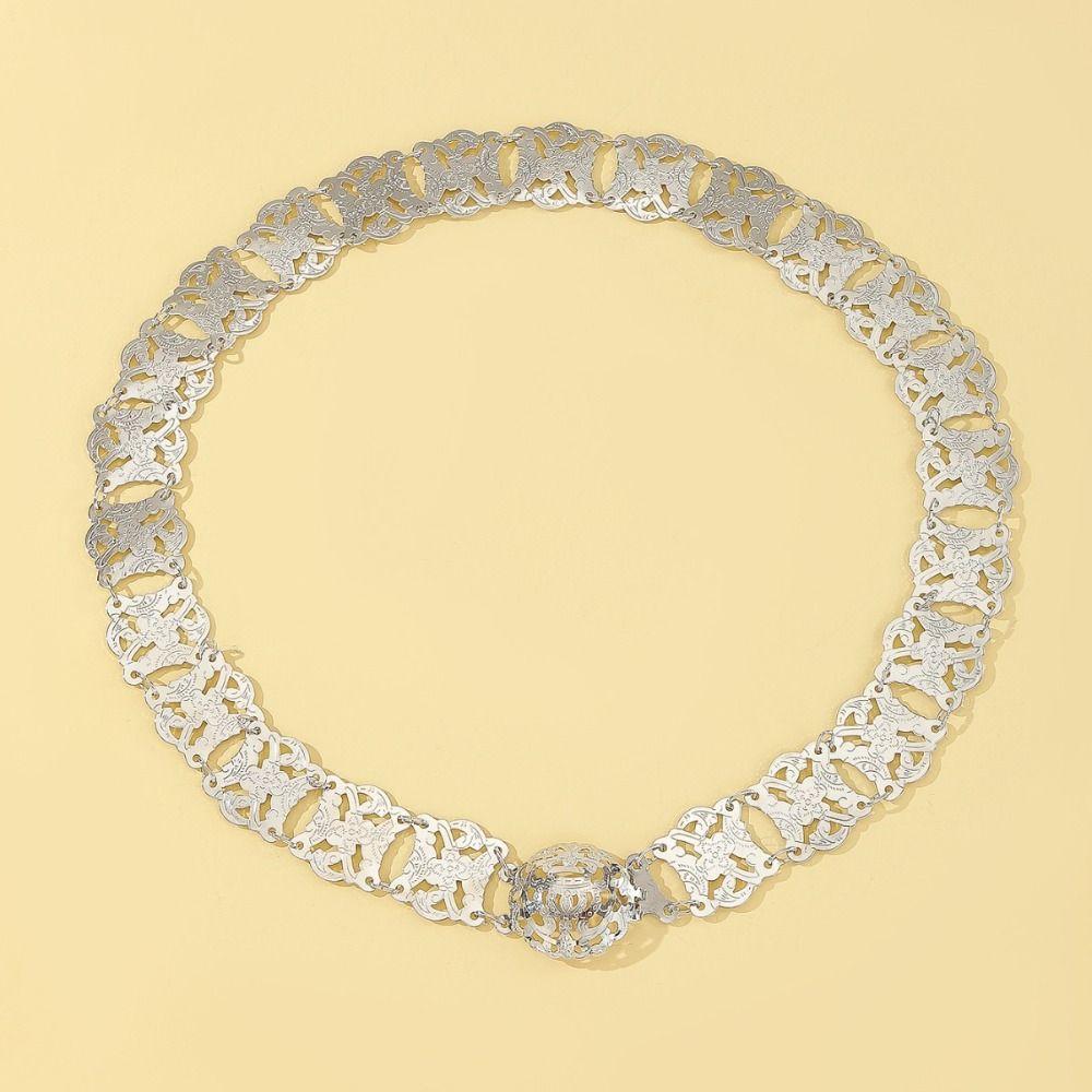 Silver Ethnic Style Belt Traditional Dance Dress Belt Chains Metal Waist Chain Party Decoration