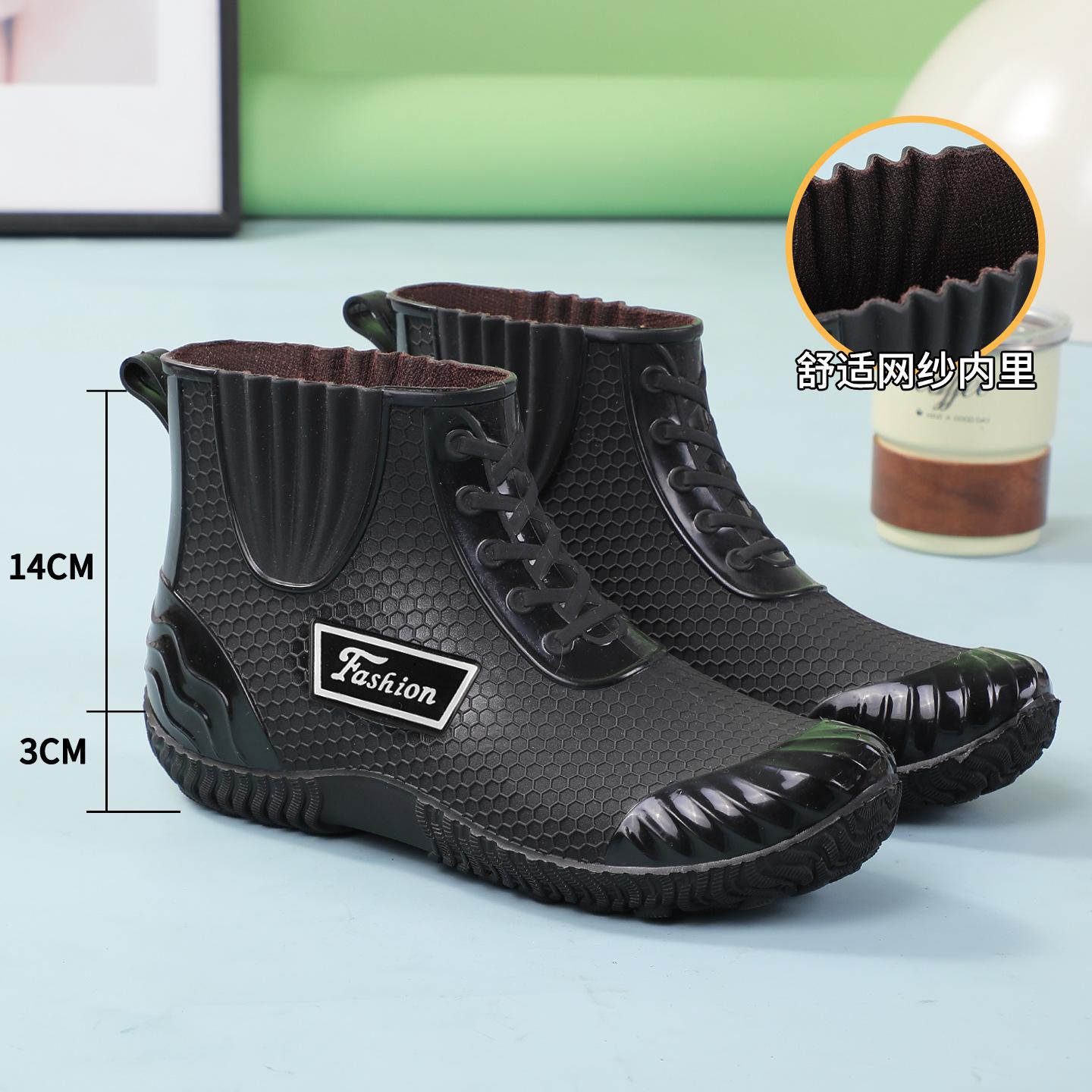 

Low-top water shoes women s non-slip and waterproof new fashion rain shoes winter velvet warm rain boots 36