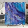 Elegant Blue And Purple Marble Shower Curtain - Waterproof, Mildew-Resistant With Gold Accents For A Luxurious Bathroom Decor