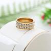 Trendy Double Row Diamond Stainless Steel Ring – European & American Style