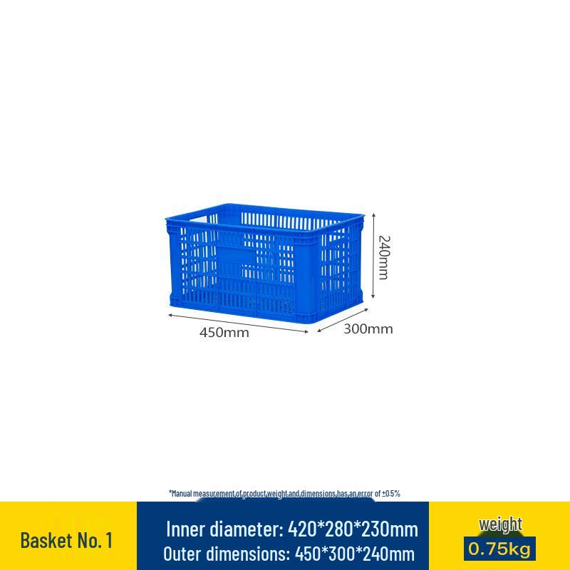 Thickened Rectangular Plastic Basket for Vegetables & Fruits Blue