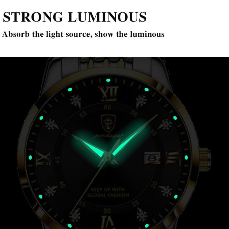 POEDAGAR Original Woman Watch Waterproof Stainless Steel Luminous Date Fashion Ladies Wristwatch Business Quartz Watches