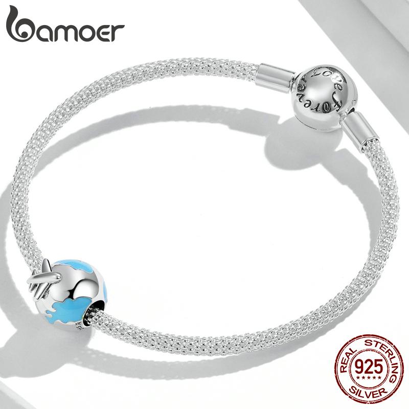 BAMOER 925 Sterling Silver Colorful Zircon Love Balloon Bear Pendant for Women Fine Jewelry