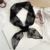 Lace silk scarf high-end three-dimensional relief embroidery embroidery silk scarf versatile neck protection small scarf scarf decorative belt