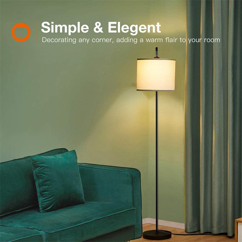 Retro Minimalist Fabric Floor Lamp - Dimmable Three-Color Lighting for Bedroom, Study, or Living Room
