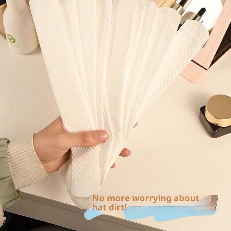 50Pcs Disposable Forehead Sweat Pad Adhesive Hat Liner Inserts Sweat Absorbing Strips for Running Caps Shirt Collars