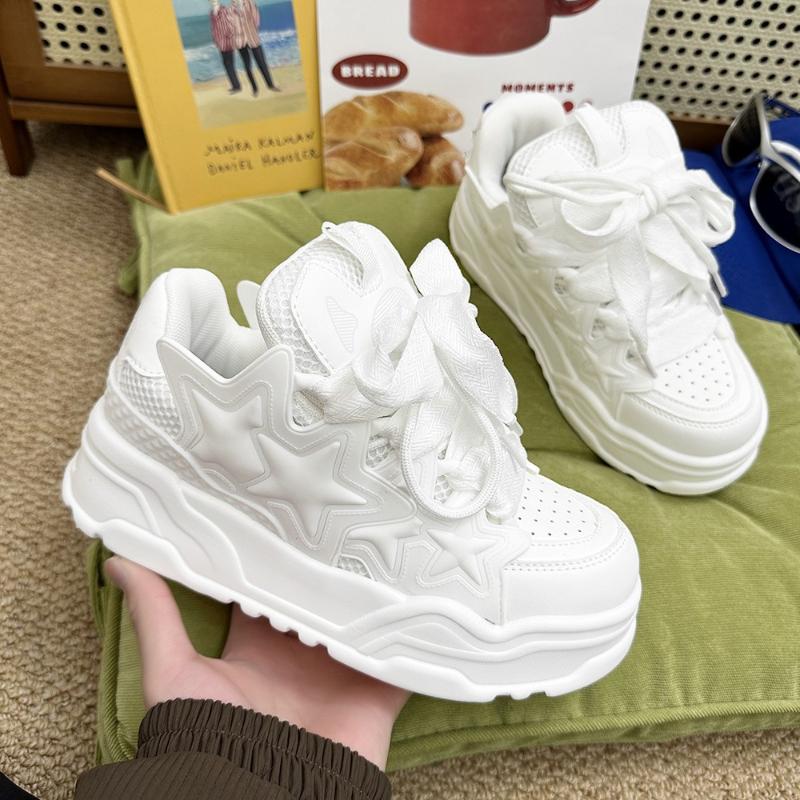 Women Platform Sneakers Star Design Casual Lace Up Sports Shoes Comfortable Sneakers Outdoor Running Tennis Shoes Couple 36-44