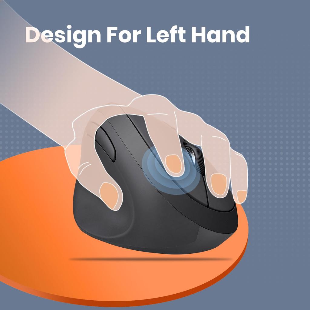 Perixx PERIMICE 719L wireless mouse, optical, vertical, non-click, black, silent, left-handed