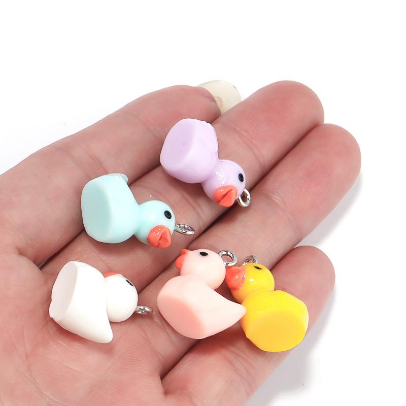10 Stück/Los 19x15mm Niedliche Acryl-Enten-Anhänger Für Schmuckherstellung Tieranhänger DIY Armband Ohrring Halskette Anhänger Zubehör