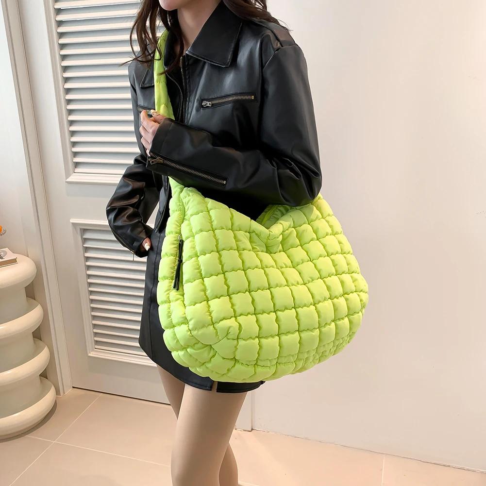 Quilted Bubbles Shoulder Bags Women Large Capacity Sling Bag Puffer Padded Fashion Satchel Bag Casual Solis Color Crossbody Bags