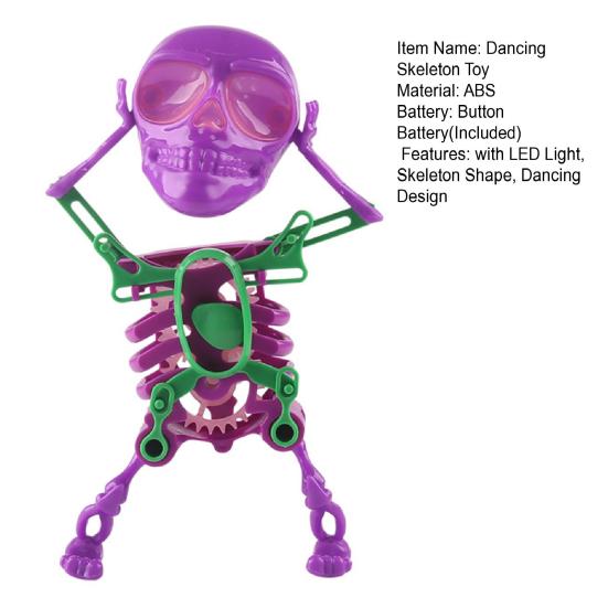 Yousheng Kinder Aufziehbares Tanzendes Skelett Spielzeug mit LED-Licht Halloween Elektrisches 3D Schwingendes Gelenkskelett Federwerk Spielzeug Schreibtischdekoration