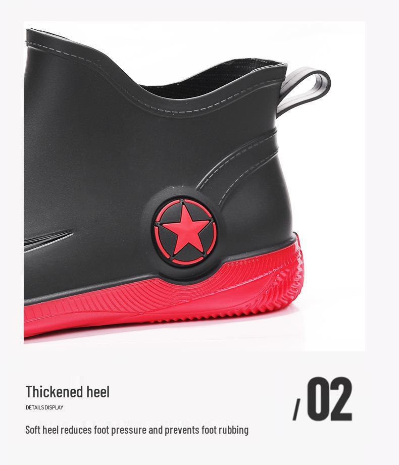 Men's Low-Cut Waterproof Non-Slip Rubber Ankle Rain Boots 