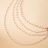 Multi Strand Imitation Pearls Tassels Necklace with Ring Elements Lightweight Alloy Neck Accessory for Various Occasions